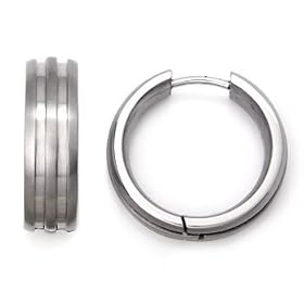 Titanium Huggie Hoop Earrings w/ Grooves
