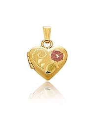 14K 3 Tone Gold Heart Baby Locket (11 x 11 mm)