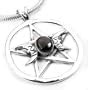 Large Sterling Silver Moon Star Pentacle Onyx Pendant