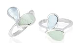 Blue & Green Mother of Pearl Ring Sterling Silver