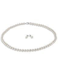 Multi Freshwater Cultured Pearl 2-Piece Matching Necklace and Earrings Set with Sterling Silver Clasp (6-7mm), 18"