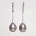 14k Gold Diamond Journey Bail w. Natural Lavender 7.5-8mm Cultured Drop Pearl Dangle Earrings - by Dahlia Classic Jewelry Collection