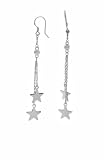 Sterling Silver Polished Dangle Stars Earrings