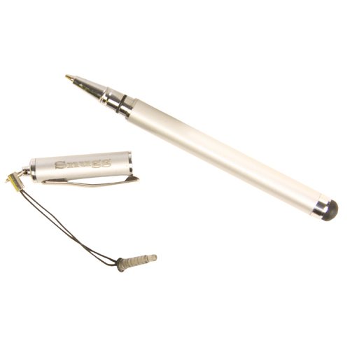 Snugg 2 in 1 Stylus Pen. A Stylus and Writing Pen in one! Quality Silicone Tip, Quality Ball Point Pen and it attaches to Headphone Jack for easy storage. Works with iPad, iPhone, iPod, Galaxy Tab, Xoom, and other touchscreen tablets (Silver)