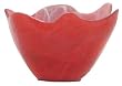 Colorful Recycled Art Glass Small Watermelon Red Wave Rim Bowl 8"D, 5"H