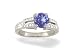 14K White Gold Genuine Round Tanzanite and Diamond Engagement Ring