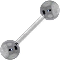 14 Gauge HEMATITE Barbell Tongue Ring 1/2" 6mm