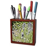 Patricia Sanders Flowers - lavender - Tile Pen Holders-5 inch tile pen holder