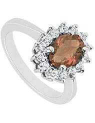 Smoky Topaz and Diamond Ring 14K White Gold - 1.50 CT TGW