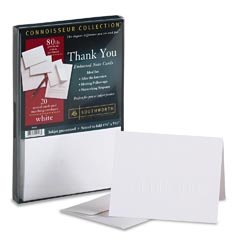 Southworth R1020 Connoisseur Collection "Thank You" Cards, White, 80/24-lb., 20/box