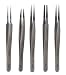 Techni-Tool Tweezer Set, Diam- ond Coated Tips, 5Pc, W/Pouch