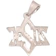 Thin - JESUS star of david sterling silver pendant ( 2.2cm - 0.86" ) - Thin