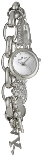 Anne Klein Women's  10-7605CHRM Swarovski Crystal Silver-Tone Charm Bracelet Watch
