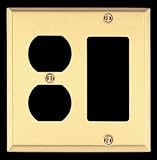 Single GFI / Double Outlet Beveled Switchplate - Bright Solid Brass