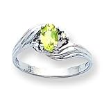 14k White Gold .03ct Diamond & Peridot BirthStone Ring