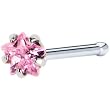 20 Gauge Pink Star Cubic Zirconia Nose Bone