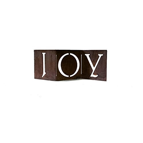 Elegant Garden Design Joy Mantel Ornament, Steel Silhouette with a Rusty Patina
