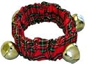Dog Collar - Holiday Plaid Jingle Bells Pet Collar - Medium