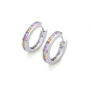 Creolen von Mailando, 750/- (18K) platiniert, mit Zirkonia Besatz, Klapp- Creolen