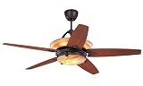 Monte Carlo 5AHR60RBD Arch, 60-Inch 5-Blade Ceiling Fan with Remote and Light Kit, Roman Bronze Motor Finish and Teak Veneer Blades