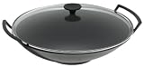 Review Le Creuset 253043600 / Le Creuset L25W3-36-2 Black Matte Wok with Glass Lid 14.25-in.