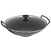 Le Creuset Cast Iron Wok with Glass Lid & Recipe Book, Satin Black, 36 cm