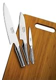 Global Special Edition 3 Piece Kitchen Knife Set with Bamboo Cutting Board