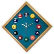 12in Diamond Billiard Clock Oak & Std Green Mali Felt