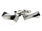 Twisted Silver Cufflinks with Modern Design with Presentation Box
