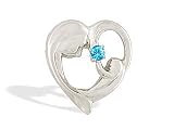 14K White Gold Genuine Round Blue Topaz Mother with Child Pendant