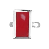 Sterling Silver Red Agate Rectangle Ring