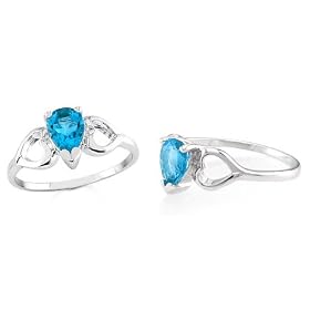 Pear Cut Swiss Blue Topaz Solitaire Ring Sterling Silver by Peora