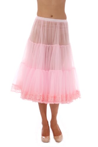 Malco Modes Tea-Length Chiffon Petticoat Slip with Lace
