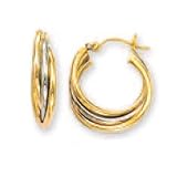 14k Two-Tone Intertwined Medium Hoop Earrings