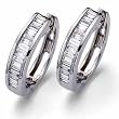 14kt White Gold Enchanting Baguette Diamond Hoop Earrings