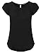 JJ Perfection Women's Solid Woven Pleated Petal Short Sleeve Blouse