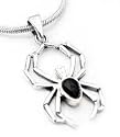 Black Onyx Widow Sterling Silver Spider Pendant Charm