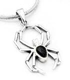 Black Onyx Widow Sterling Silver Spider Pendant Charm
