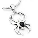 Black Onyx Widow Sterling Silver Spider Pendant Charm