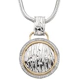 66727 Sterling & 14Ky Gold 1/3 Ct Tw Diamond Pend On 18 Snake Chai