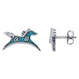 Sterling Silver Turquoise Inlay Stud Earrings