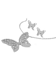 Sterling Silver Sets With Cubic Zirconia - Butterfly