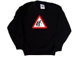 Old Folks Road Sign Funny Black Kids Sweatshirt (Red & White print)-9-11 Years