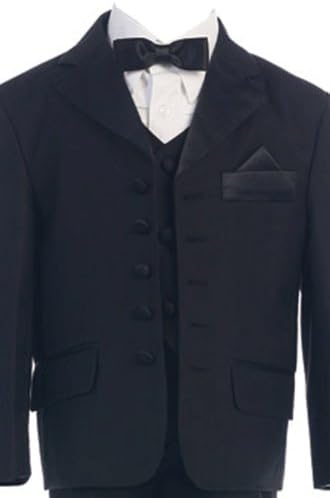 Fougerkids 5 Piece Black Boys Wedding Tuxedo Suit Size 5
