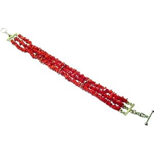 Mediterranean Coral Bracelet 14k Gold 8 Inches by 