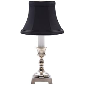 Pewter Black Shade Candle Light Pedestal Accent Lamp