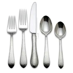 Reed & Barton Hammered Antique 18/10 Stainless Steel 5-Piece Place Setting, Service for 1