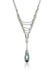 ELLE Jewelry Sterling Silver Created Green Quartz Necklace 16" & 2" extender