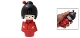 Rosallini Japanese Kimono Kokeshi Doll Wooden Girl Ornament Red
