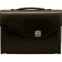 Sienna Leather Single Gusset Flap-over Briefcase in Black